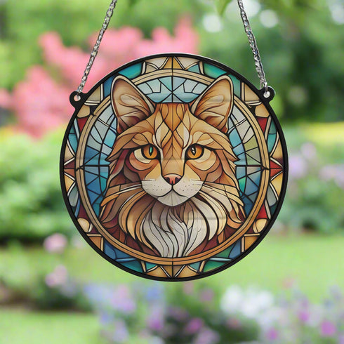 Ginger Cat Stained Glass Effect Suncatcher